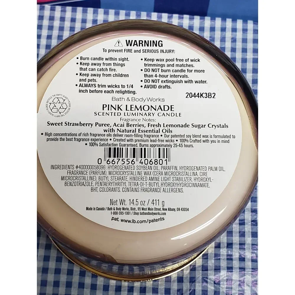 BBW LOVE YOU MOM Pink Lemonade Large 3 Wick Candle Home Fragrance Decor